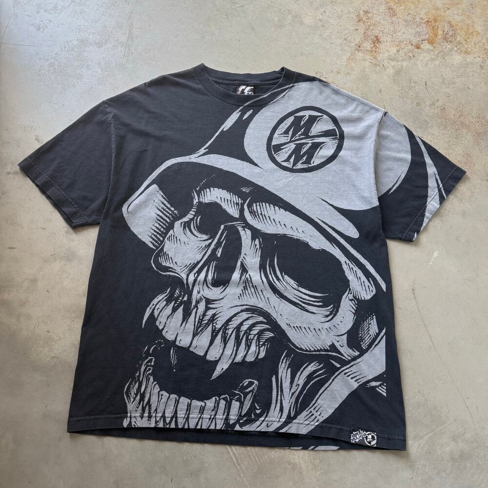 Vintage Y2K Metal Mulisha Big Skull Soldier Logo Graphic Retro T-shirt Size 2XL